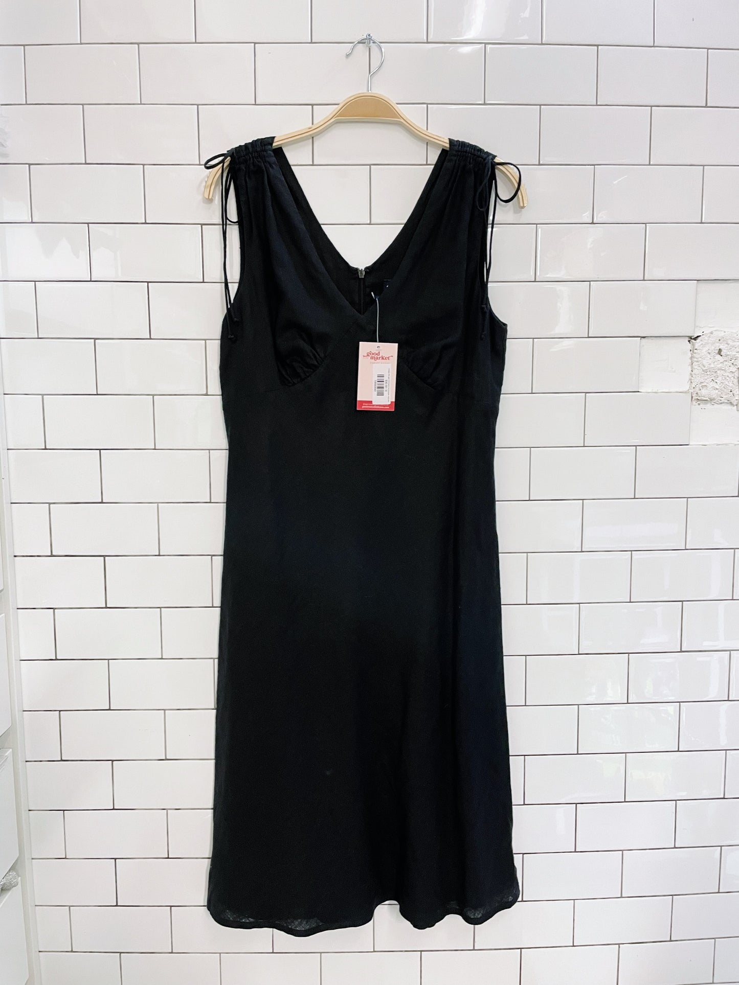 vintage 00s gap minimalist tie shoulder midi dress