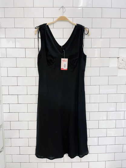 vintage 00s gap minimalist tie shoulder midi dress