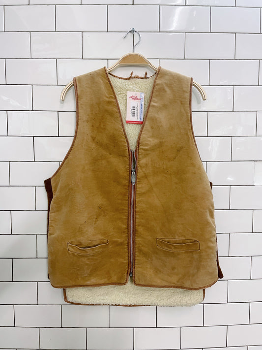 vintage sherpa lined work vest