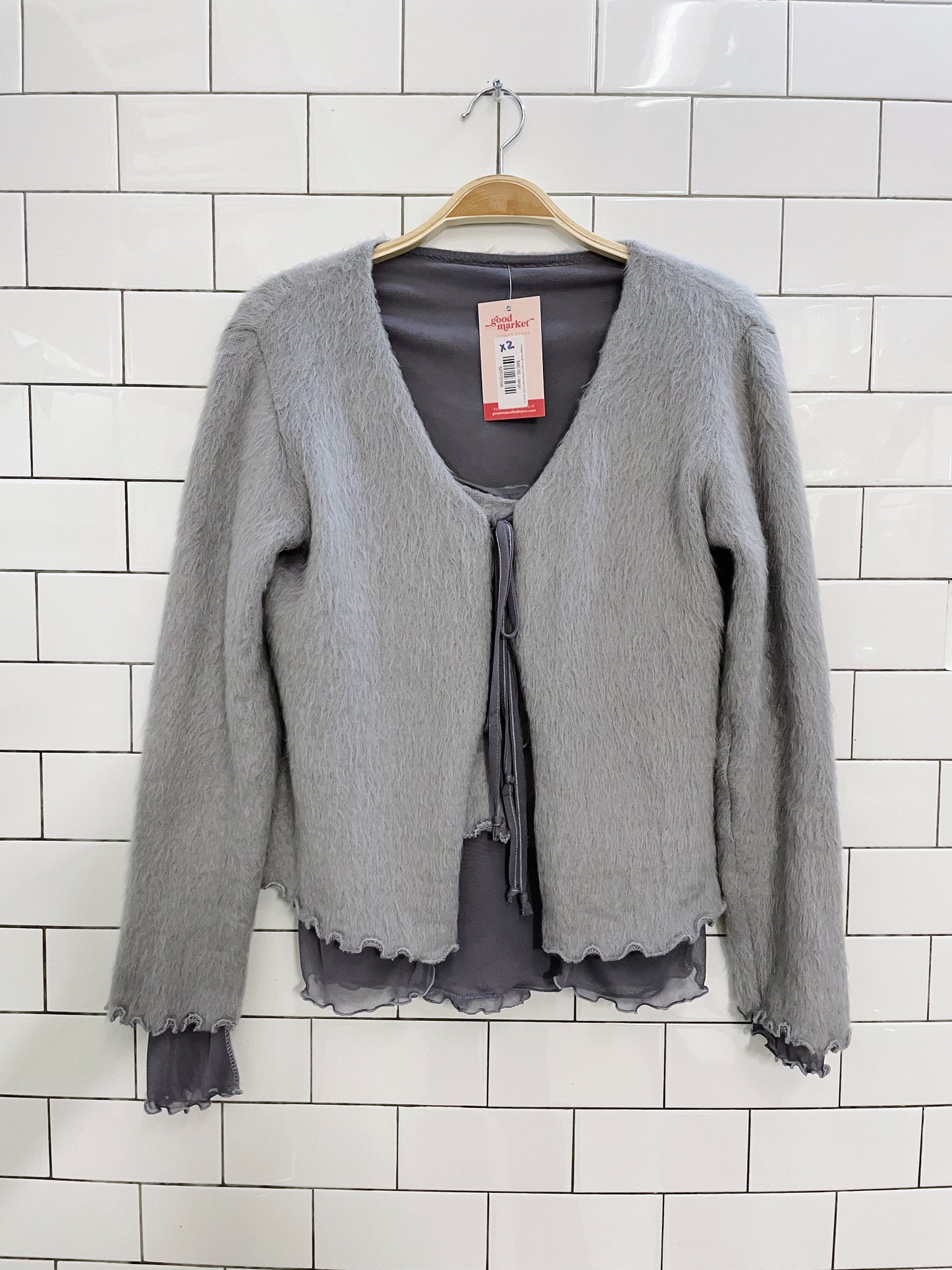 vintage made in italy mohair-blend tank cardi set