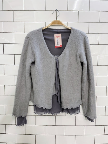 vintage made in italy mohair-blend tank cardi set