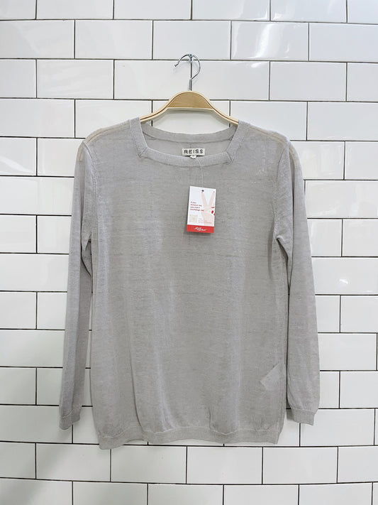 reiss cleopatra linen blend knit top