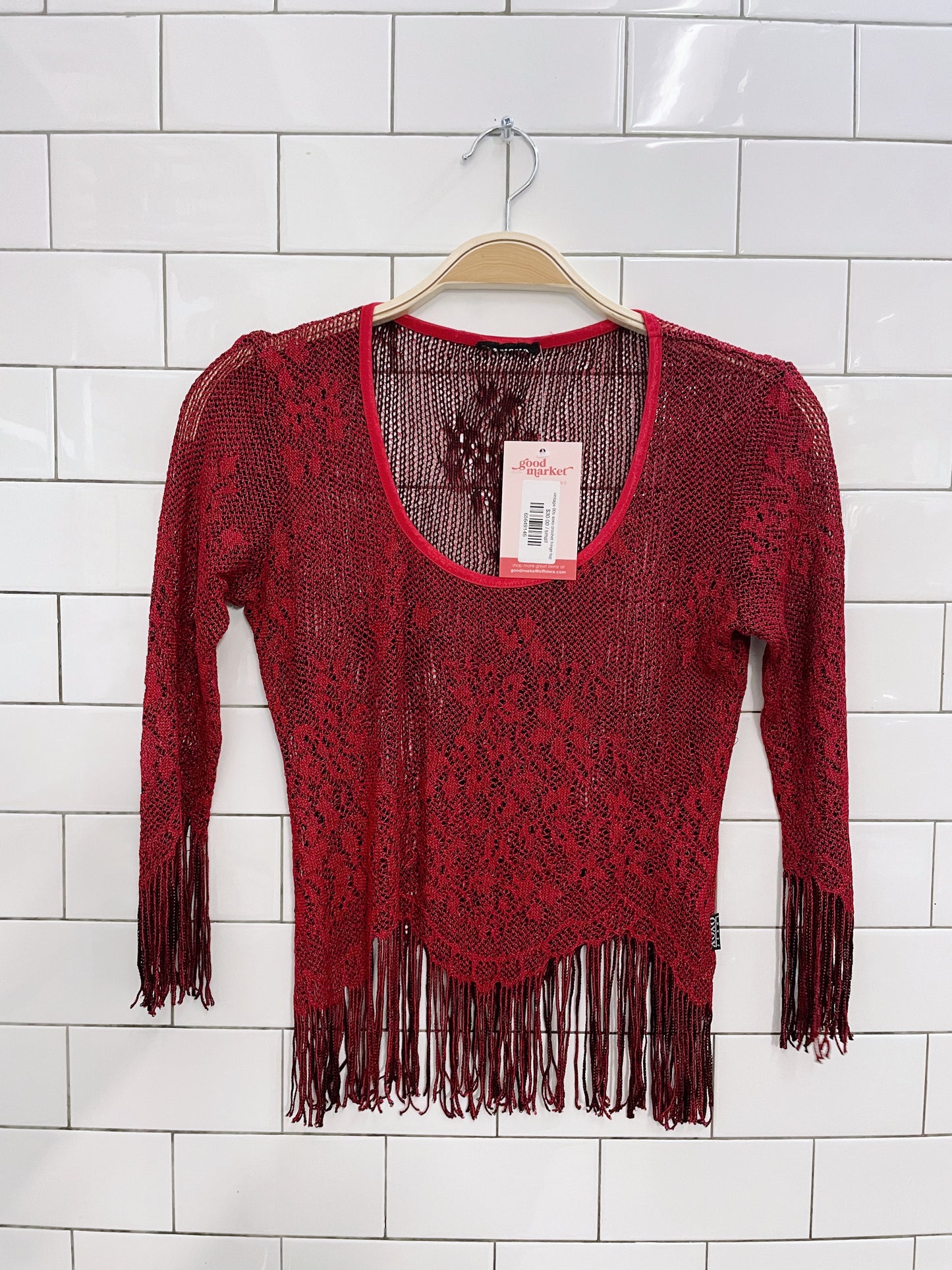 vintage 00s xoxo crochet fringe top