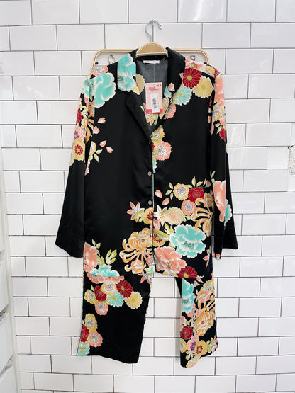 josie natori floral satin sleepwear set