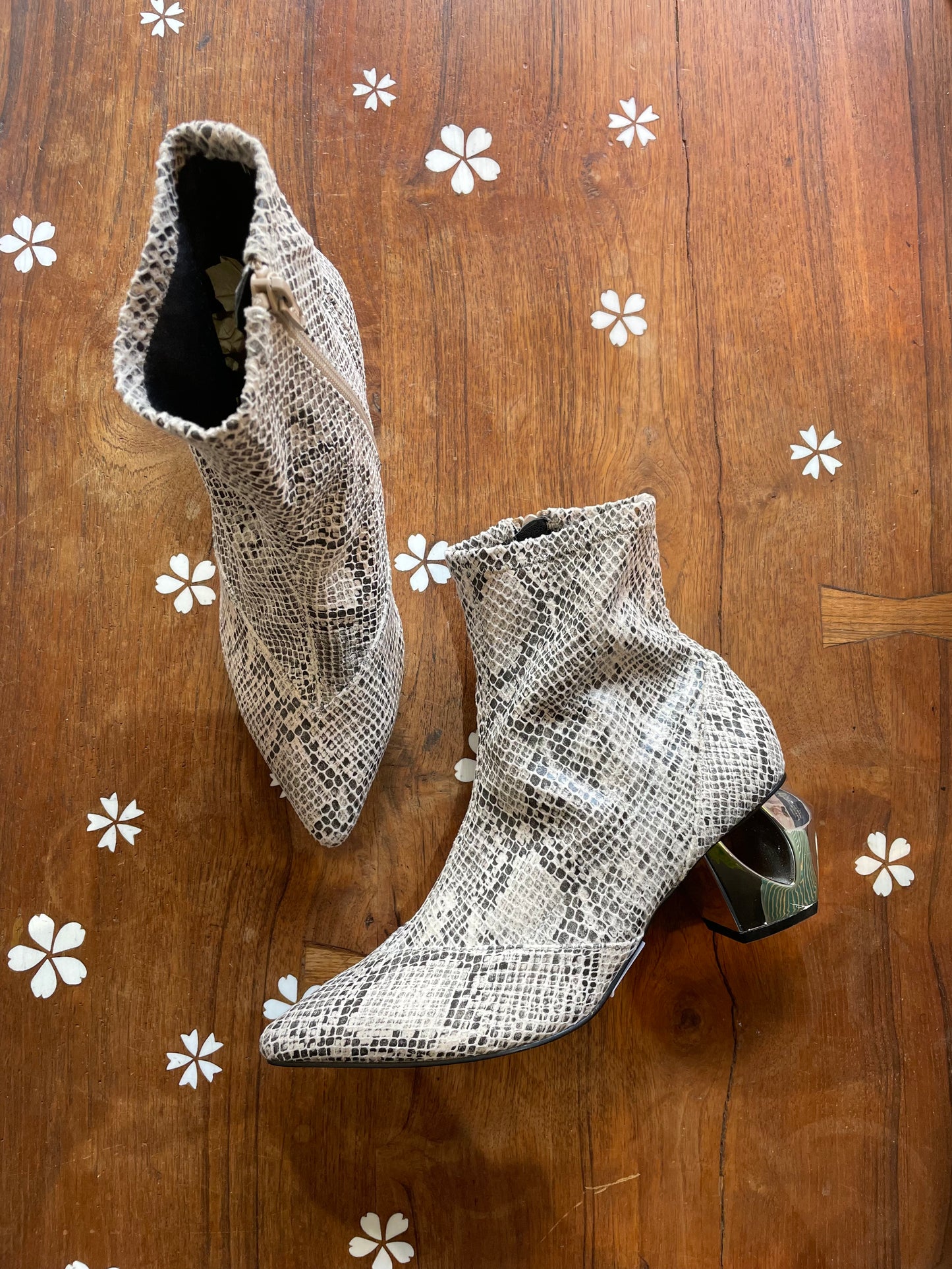 topshop faux snakeskin heeled boots