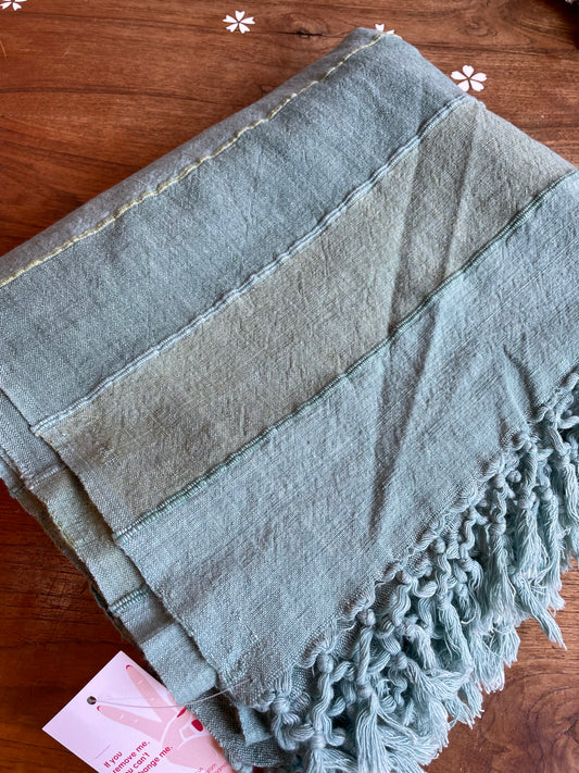 boho woven minimal green beach blanket