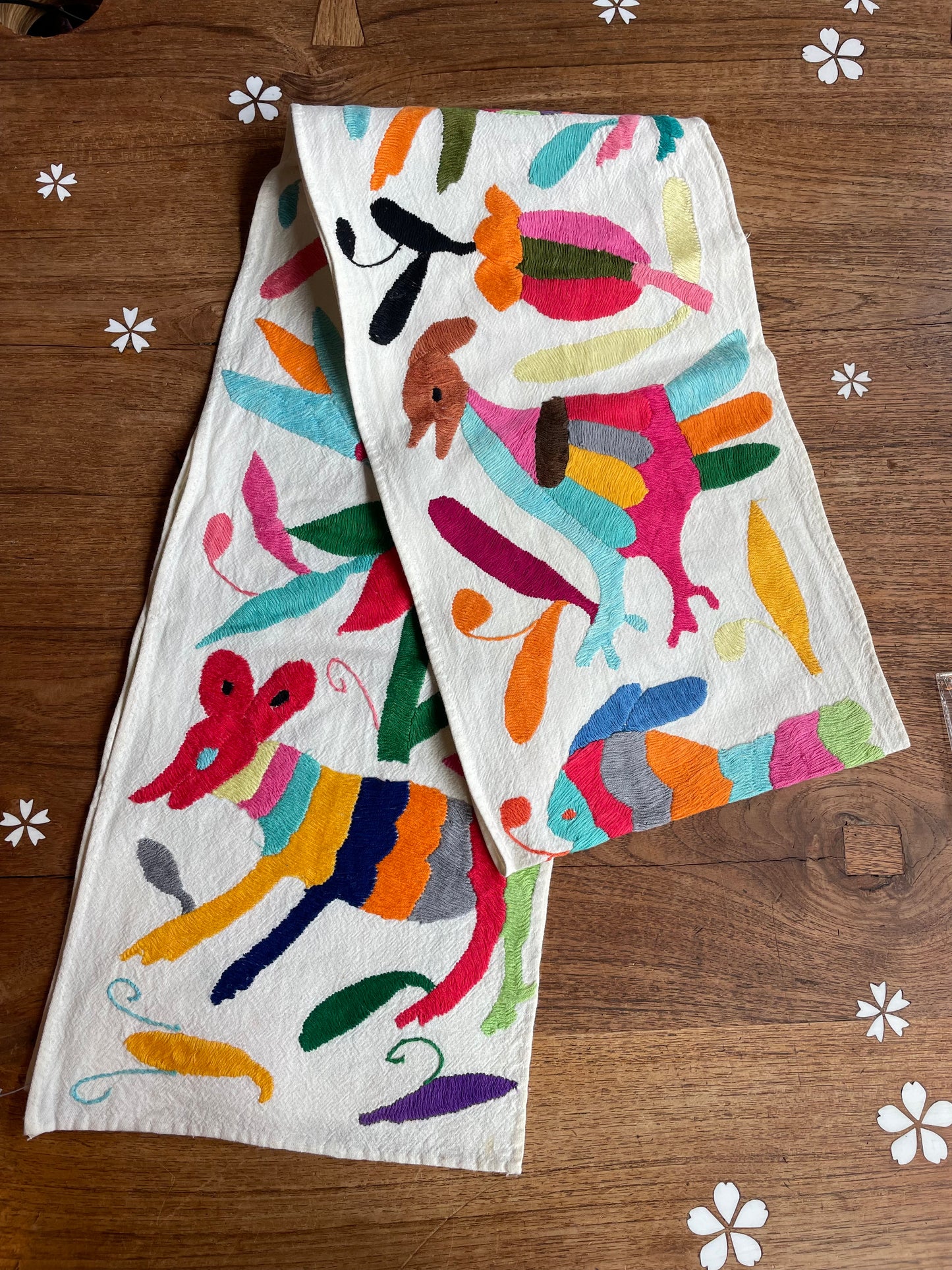 vintage embroidered folk animals tapestry