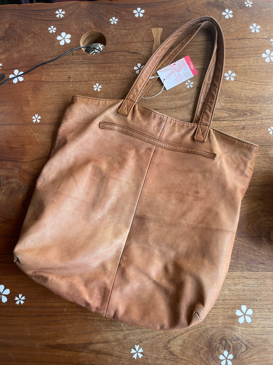 free people large leather tote bag