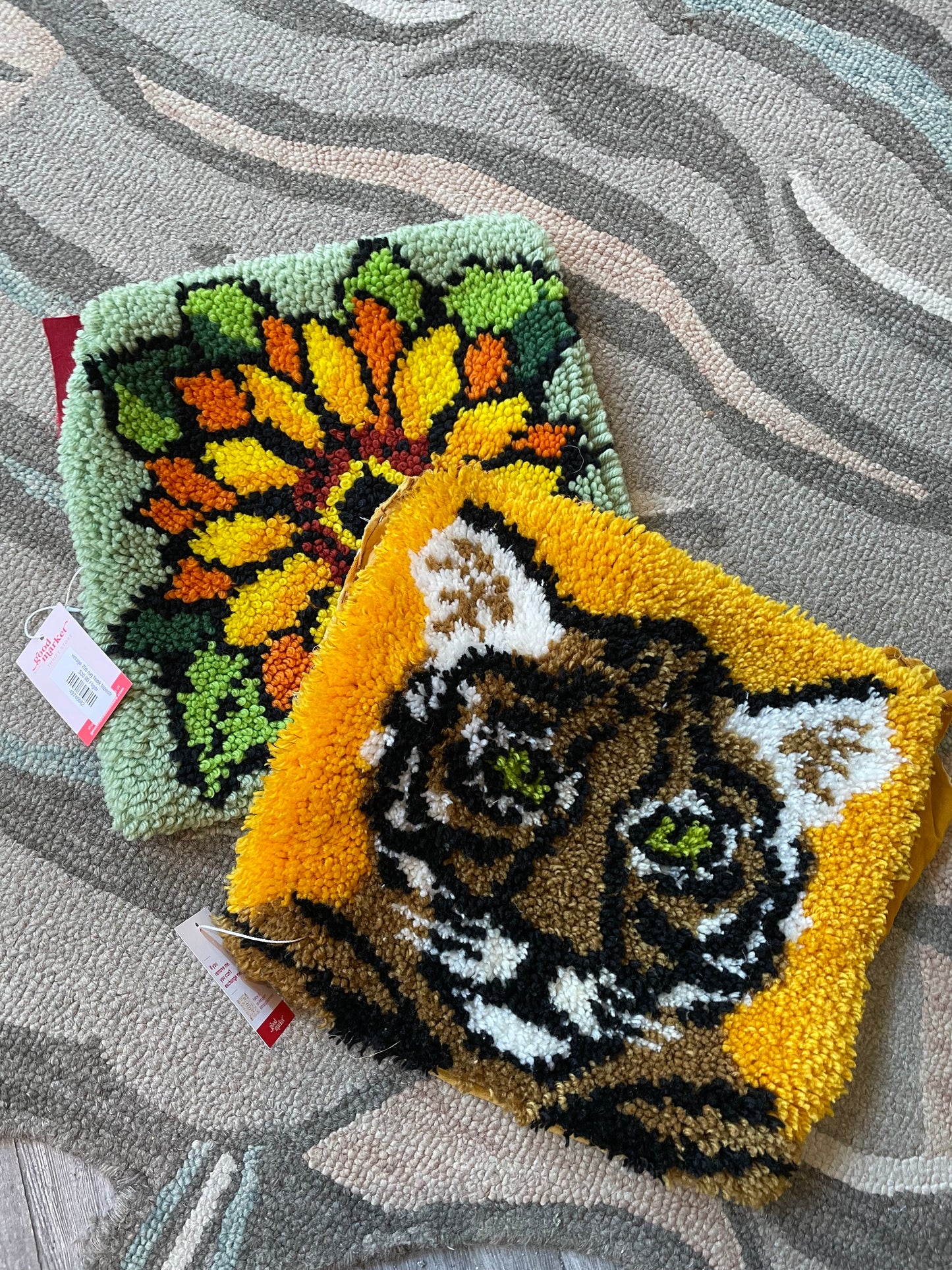 vintage 70s rug hook tapestry