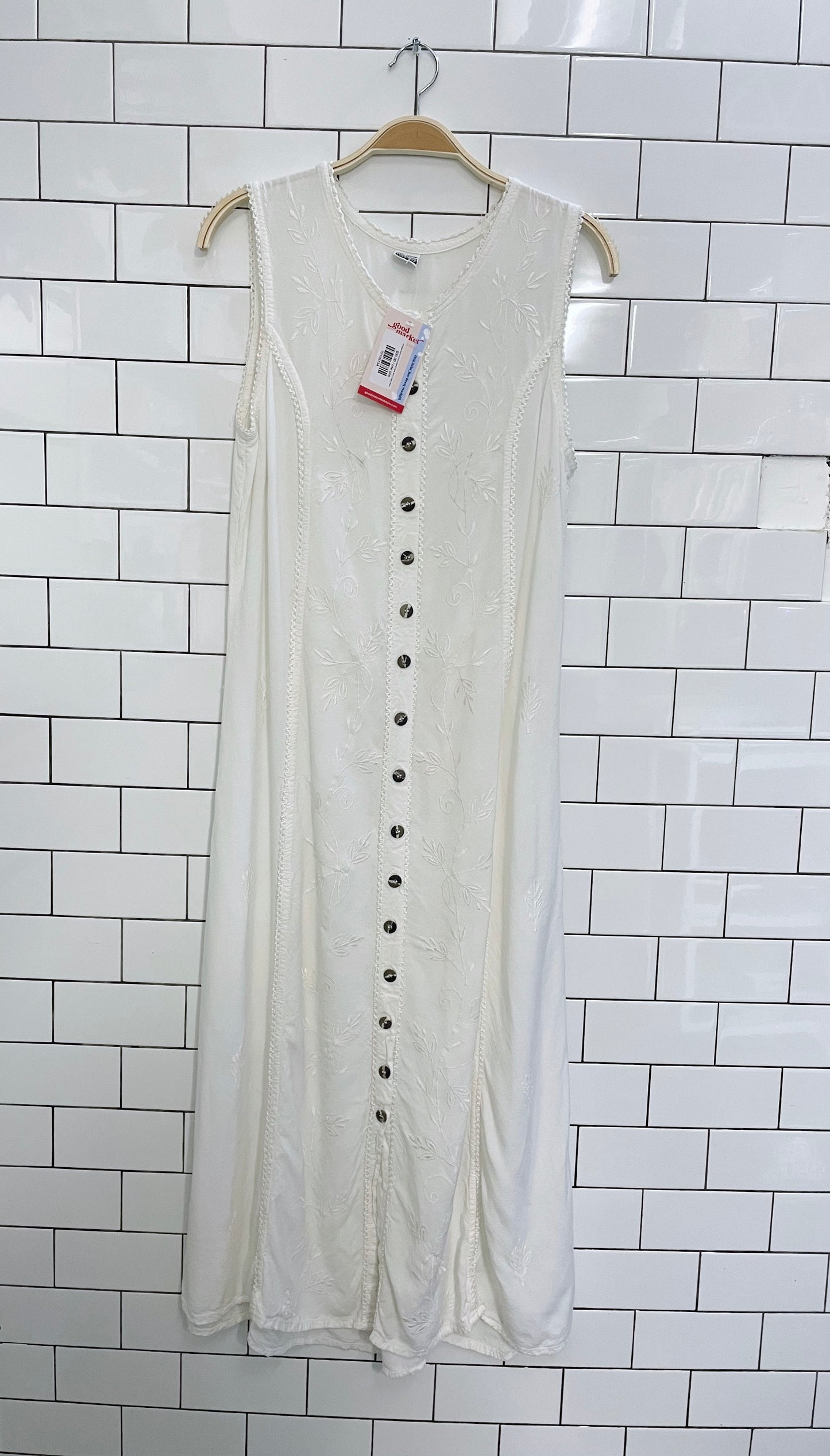 vintage boho embroidered tank shirt maxi dress