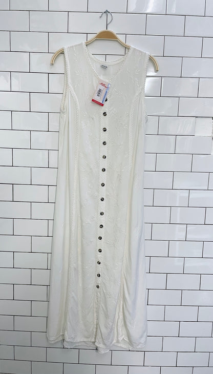 vintage boho embroidered tank shirt maxi dress