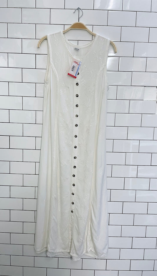 vintage boho embroidered tank shirt maxi dress