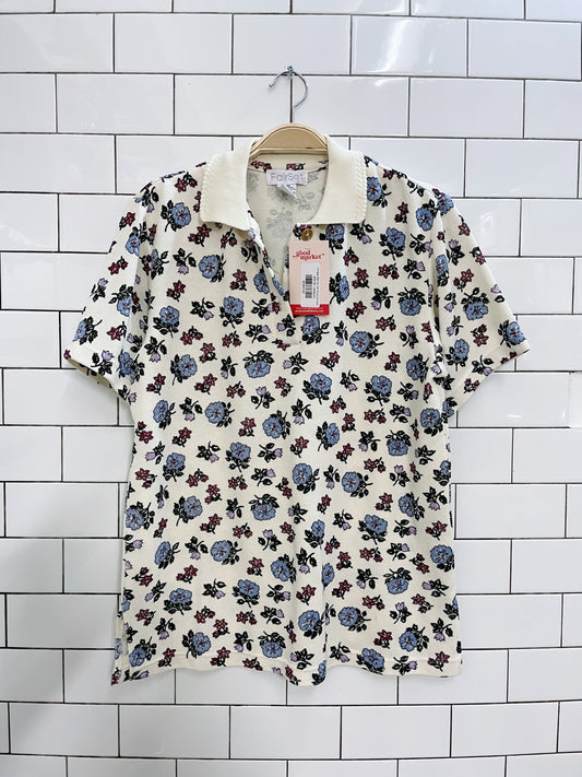 vintage 00s fair set floral knit polo