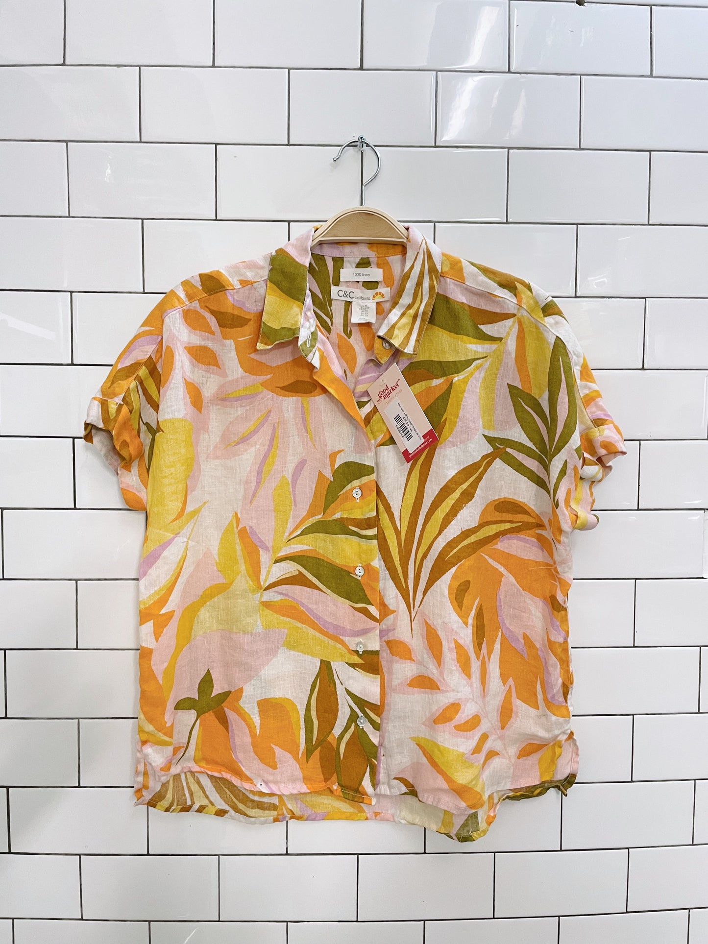 c&c cali 100% linen tropical shirt