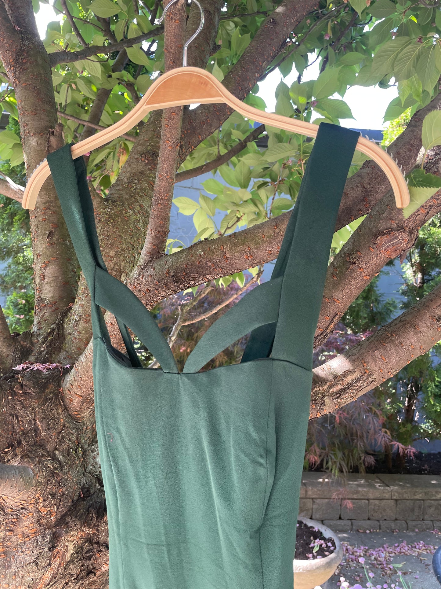 vintage green bustier cut out maxi gown dress