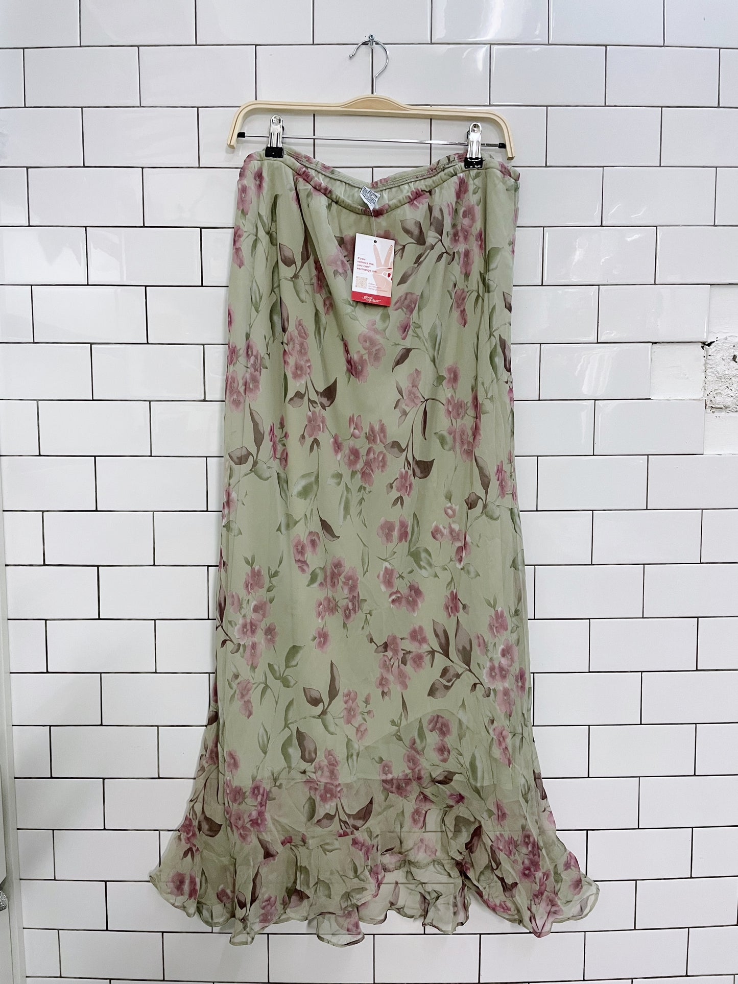 vintage 00s floral chiffon midi skirt