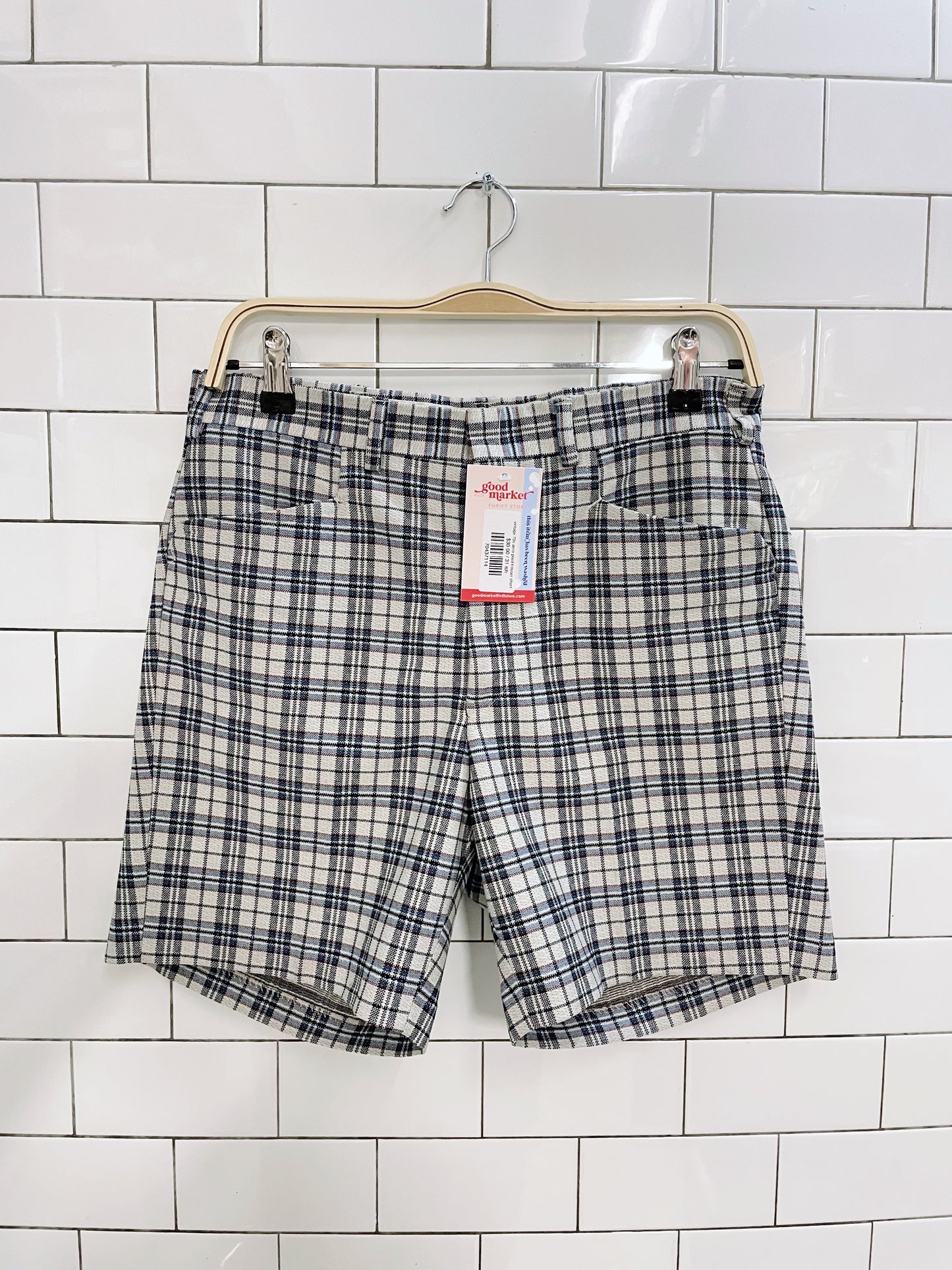 vintage 70s aero plaid trouser shorts