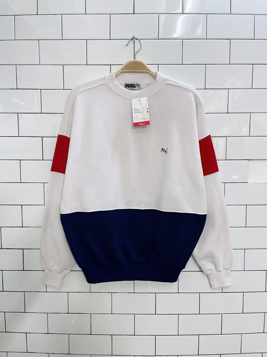 vintage 80s puma colour block crew