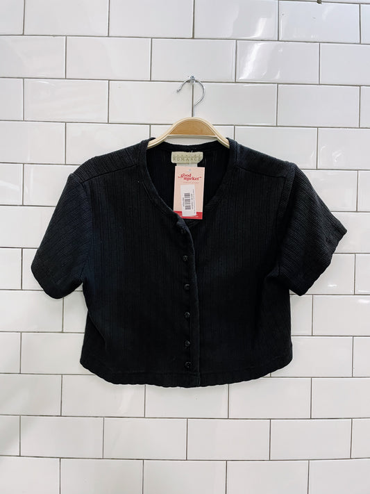 vintage 00s country romance button crop tee