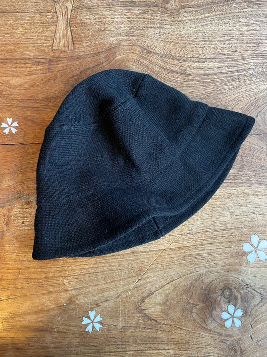 vintage black knit bucket hat