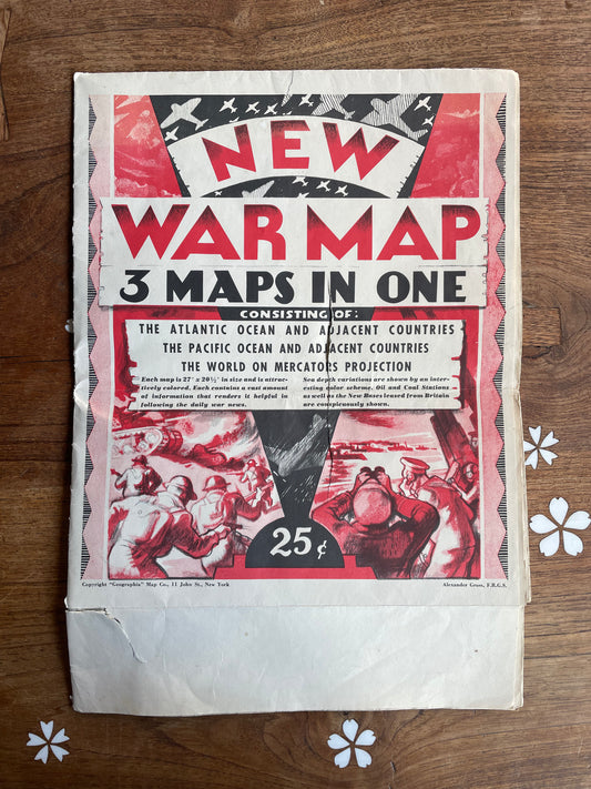 vintage 1941 WWII new war maps
