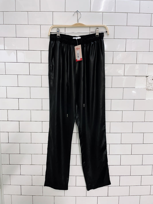 sandro black satin pull on pants