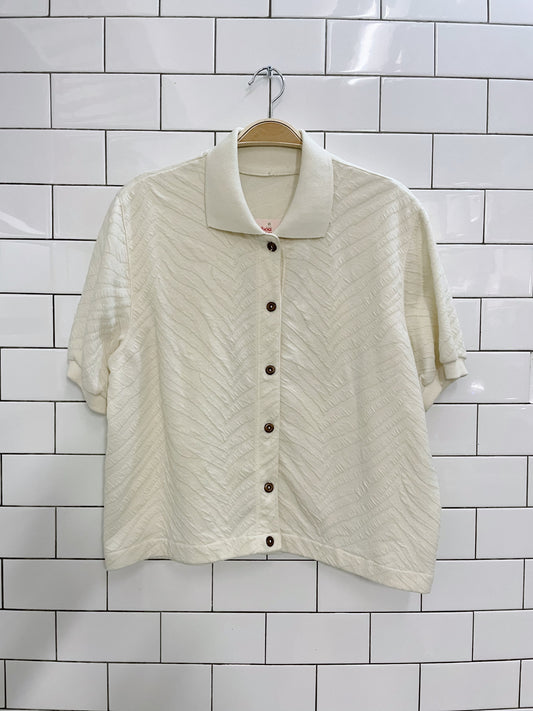 vintage textured short sleeve knit polo