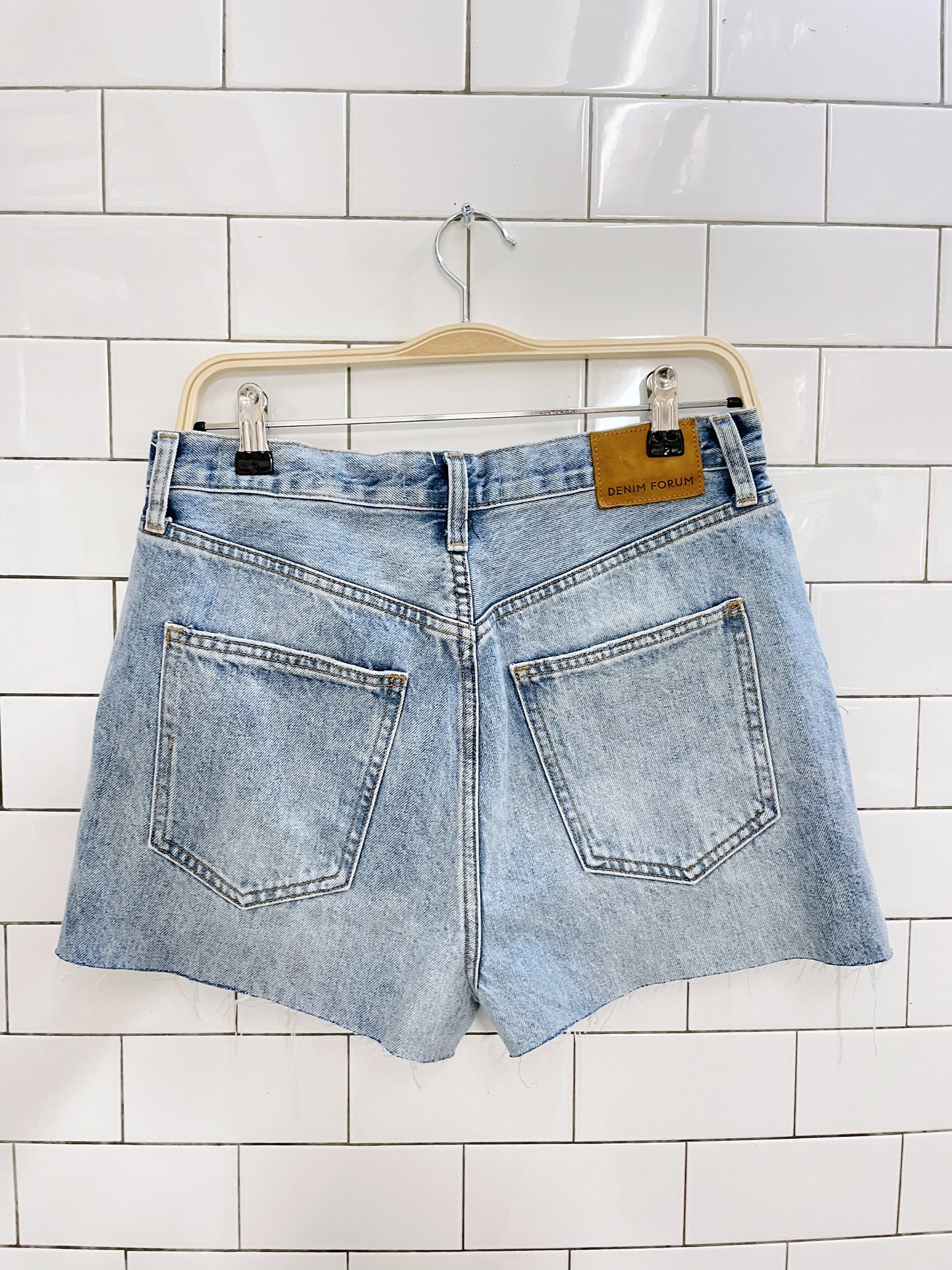 denim forum high rise button fly denim shorts