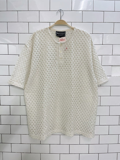 vintage 90s prestige USA crochet ss top