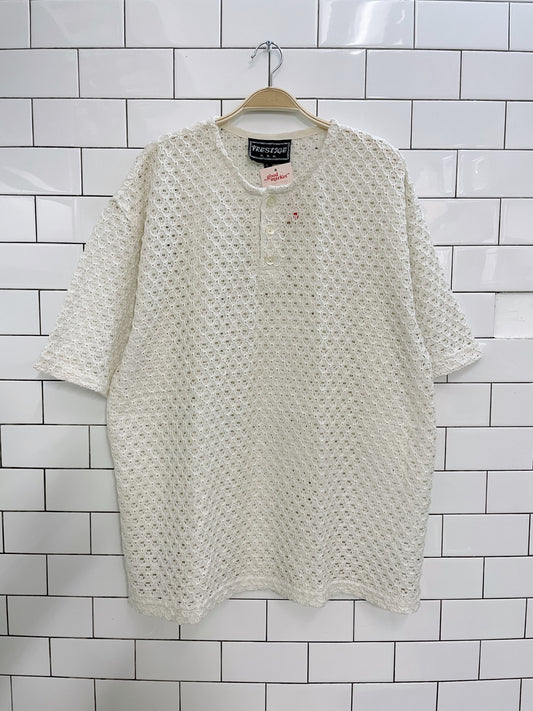 vintage 90s prestige USA crochet ss top