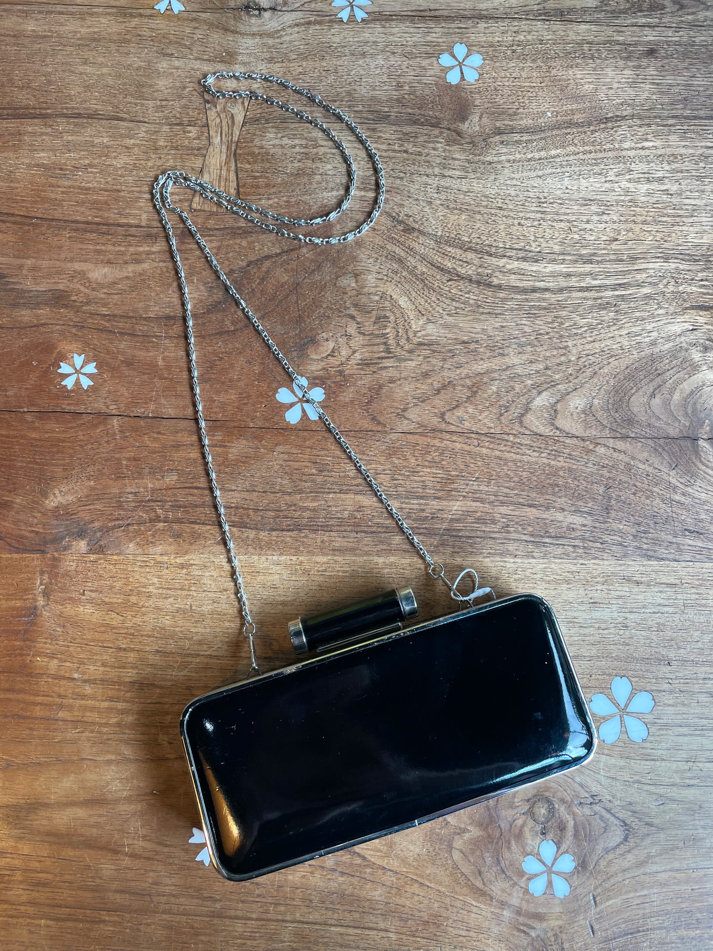 vintage la sera by franchi patent clutch handbag