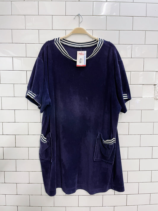 vintage terry striped trim t-shirt towel dress