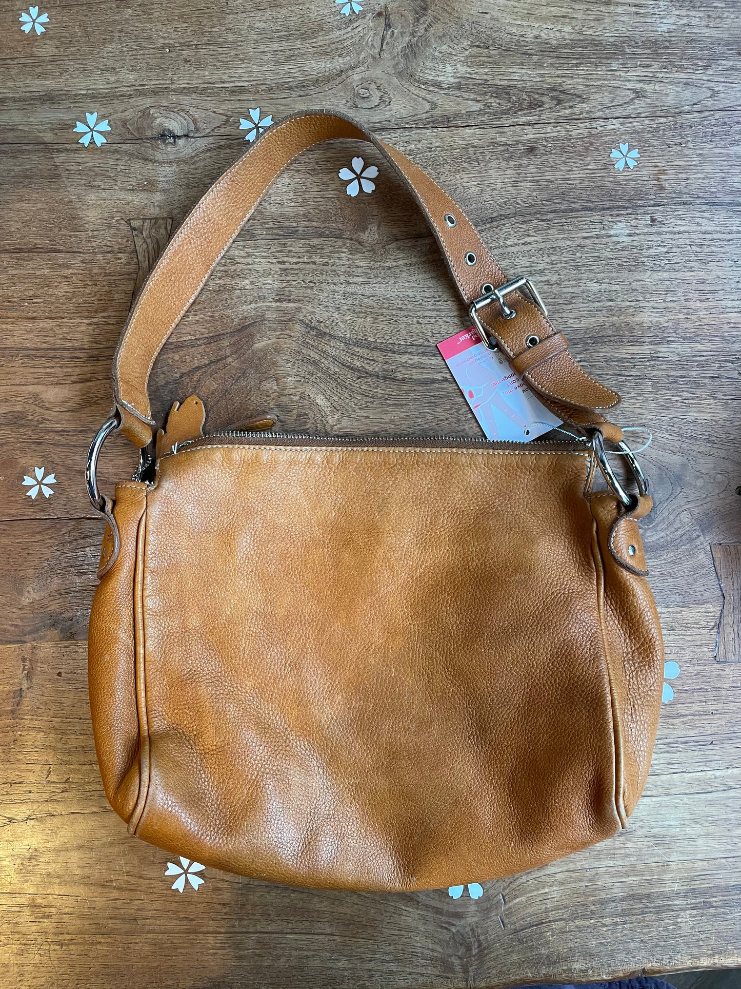 vintage roots pebbled leather shoulder bag