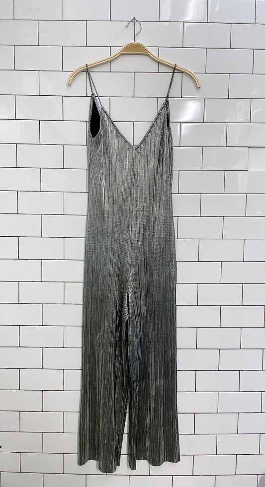topshop silver metallic ribbed jumpsuit