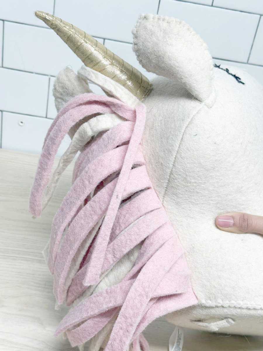 indaba handmade wool - blend unicorn head wall mount - good market thrift store