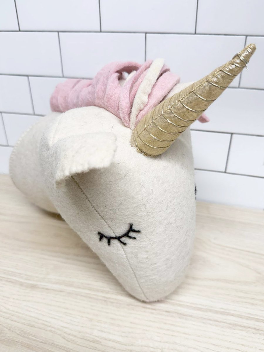 indaba handmade wool - blend unicorn head wall mount - good market thrift store