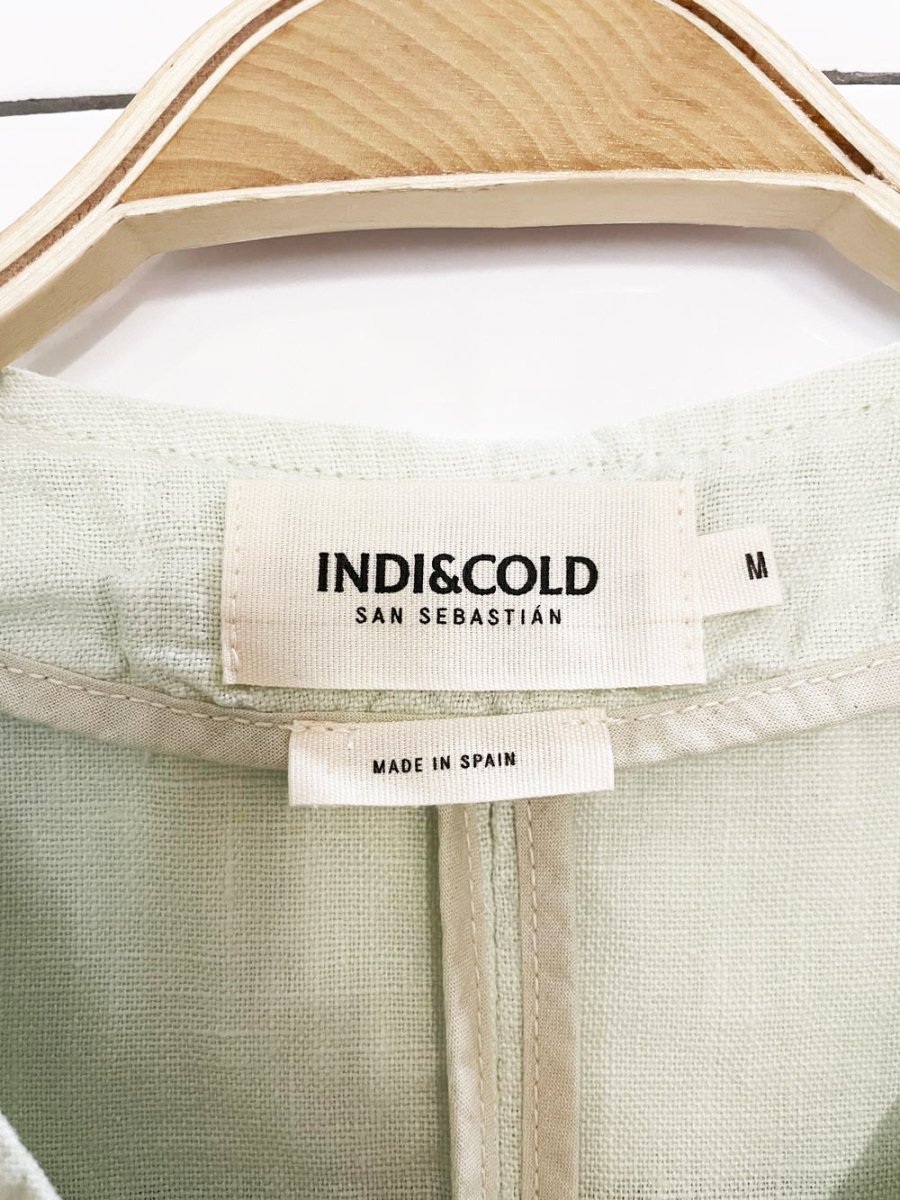 indi & cold 100% linen full button vest top | made in spain - good market thrift store