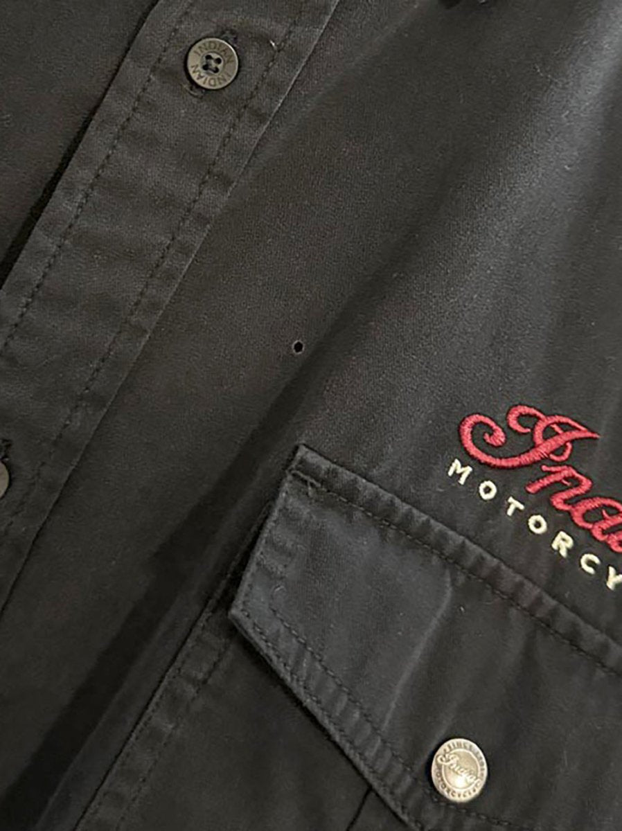indian motorcycle embroidered full button shirt - good market thrift store