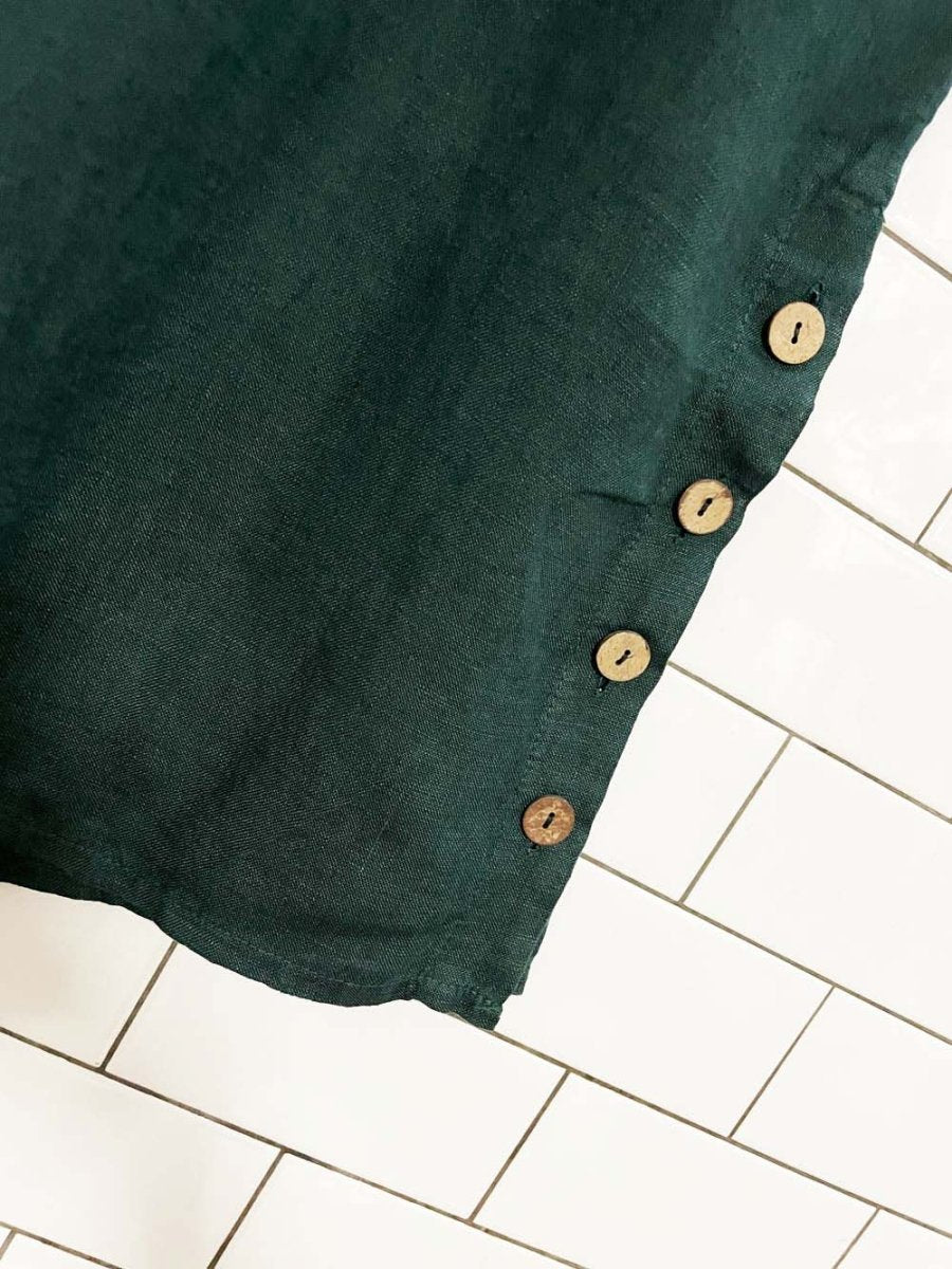 inizio italy 100% linen wide leg crop button detail pants - good market thrift store