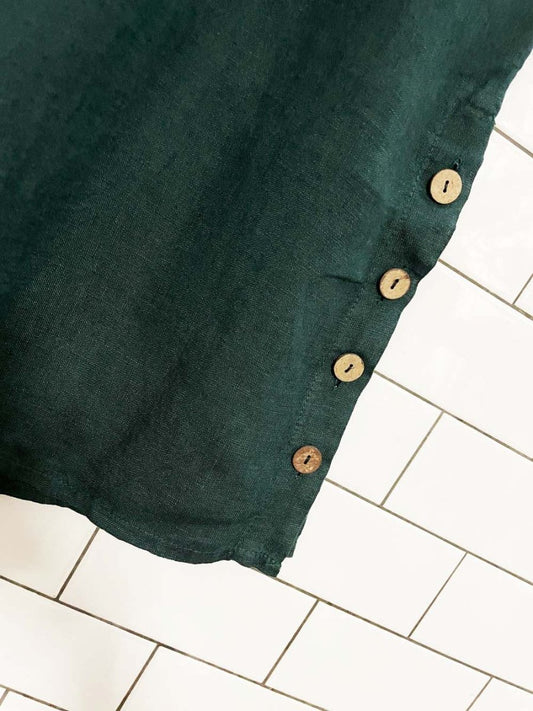 inizio italy 100% linen wide leg crop button detail pants - good market thrift store
