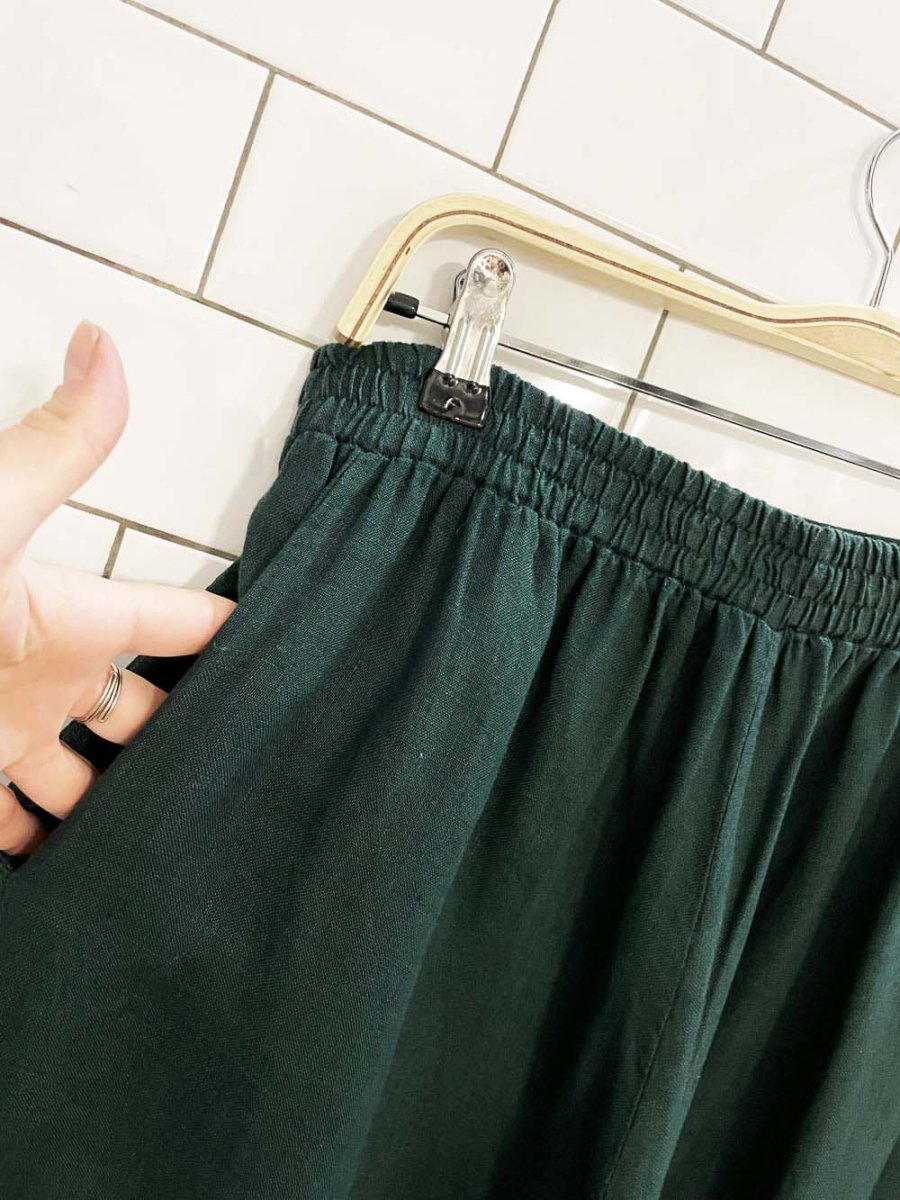 inizio italy 100% linen wide leg crop button detail pants - good market thrift store