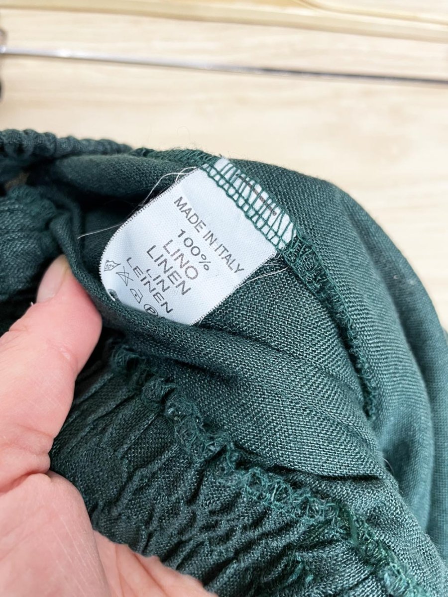 inizio italy 100% linen wide leg crop button detail pants - good market thrift store