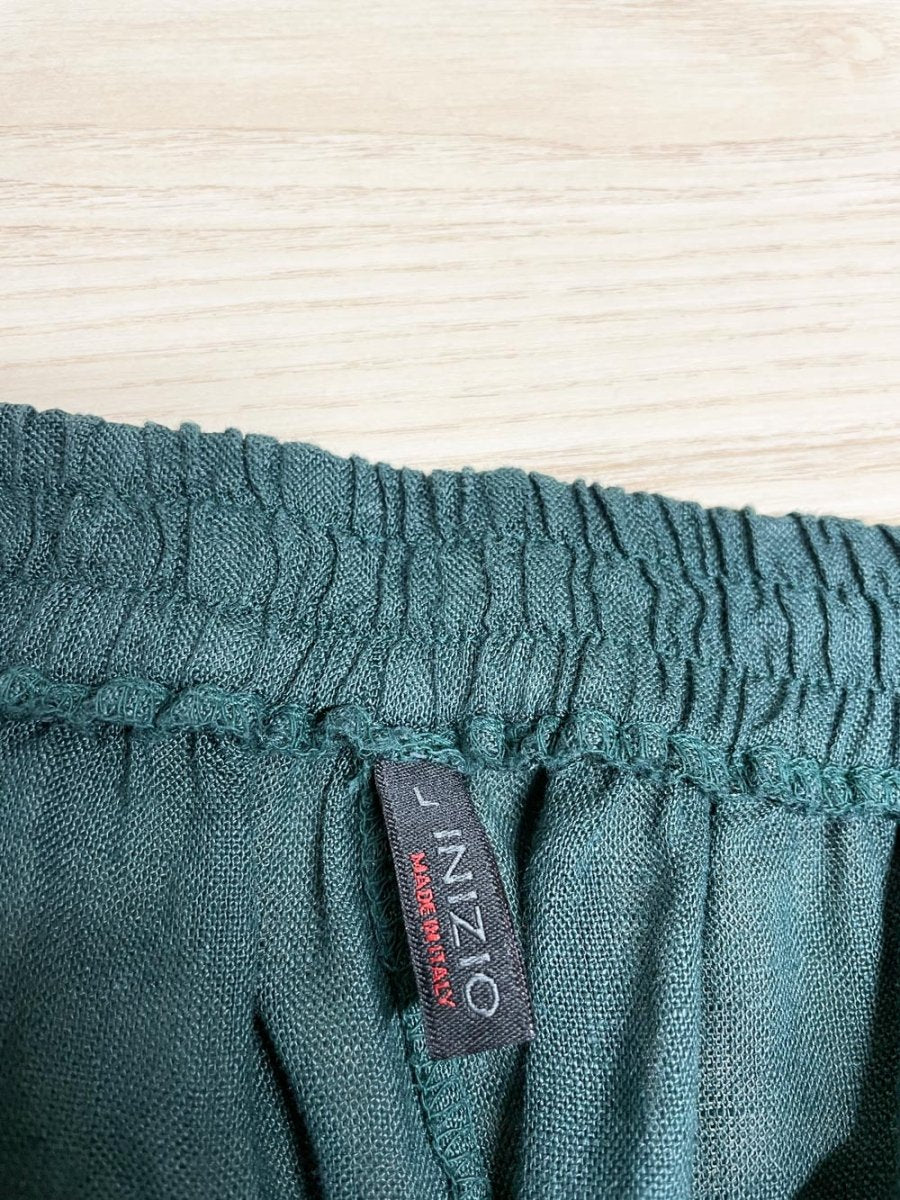 inizio italy 100% linen wide leg crop button detail pants - good market thrift store