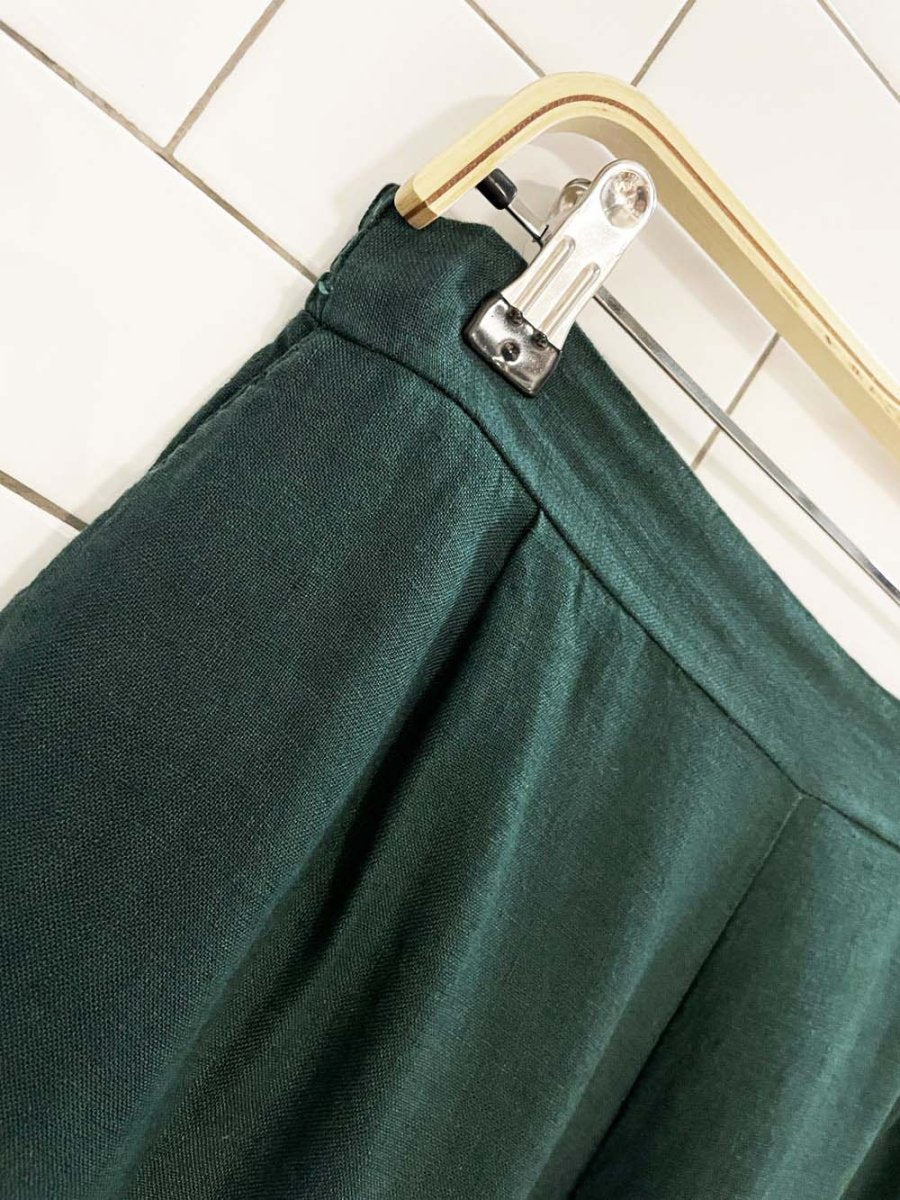 inizio italy 100% linen wide leg crop button detail pants - good market thrift store