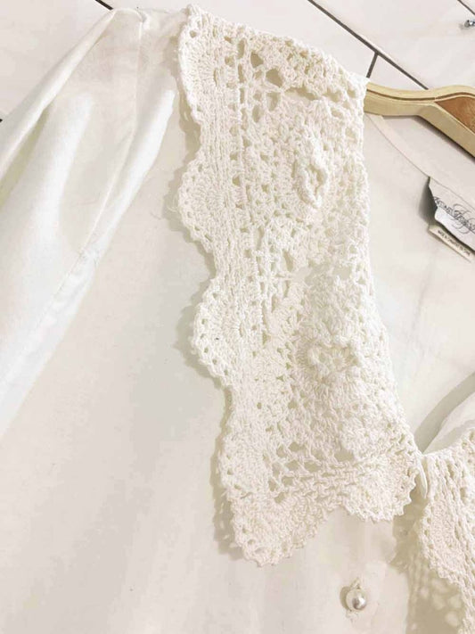 intimate details crochet knit peter pan collar baby doll mini dress - good market thrift store