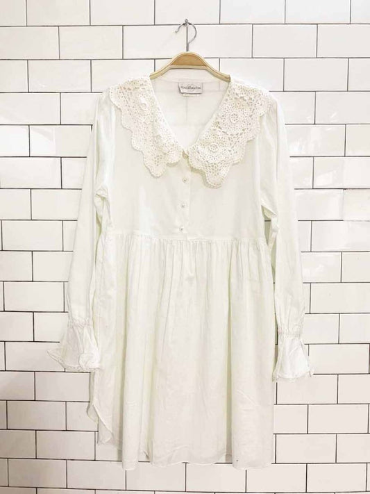 intimate details crochet knit peter pan collar baby doll mini dress - good market thrift store