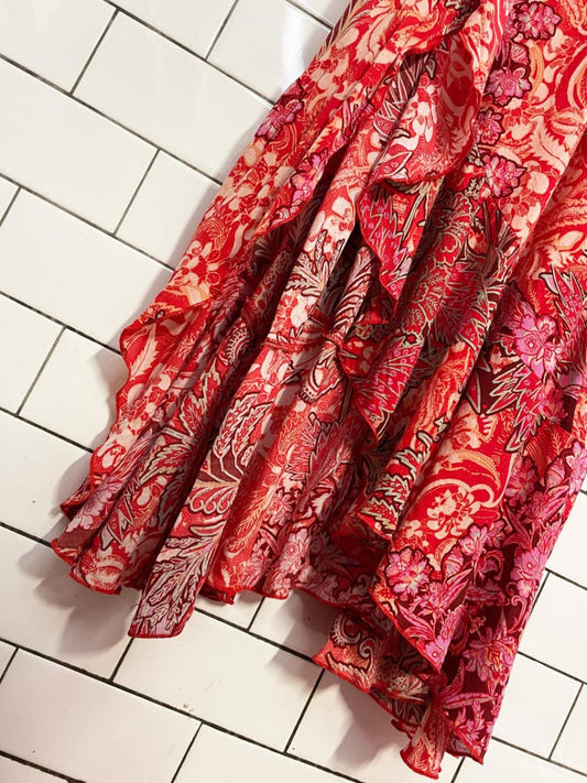 intimately free people forever yours smocked floral ruffle slit slip maxi dress - good market thrift store