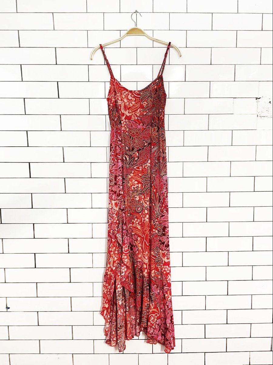 intimately free people forever yours smocked floral ruffle slit slip maxi dress - good market thrift store