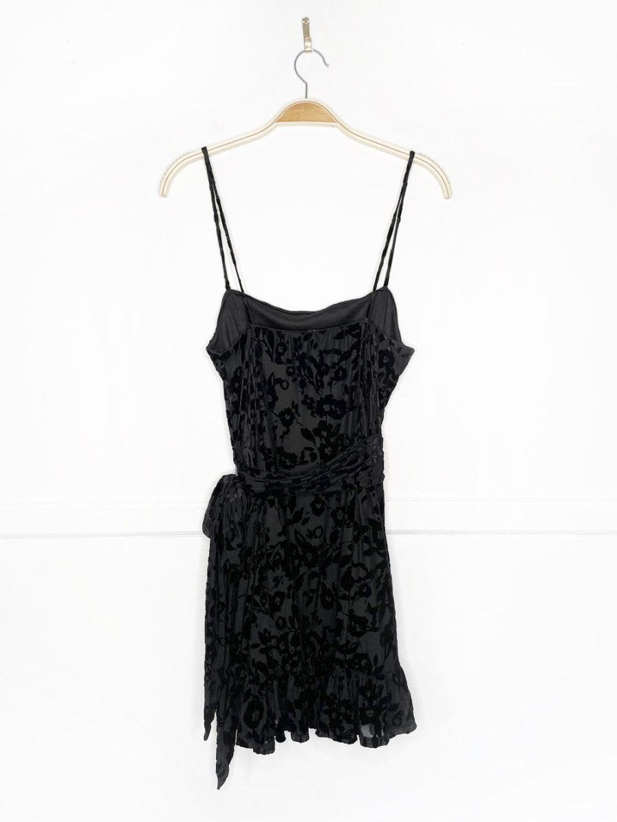 intimately free people olivia burnout velvet ruffle hem mini dress - good market thrift store