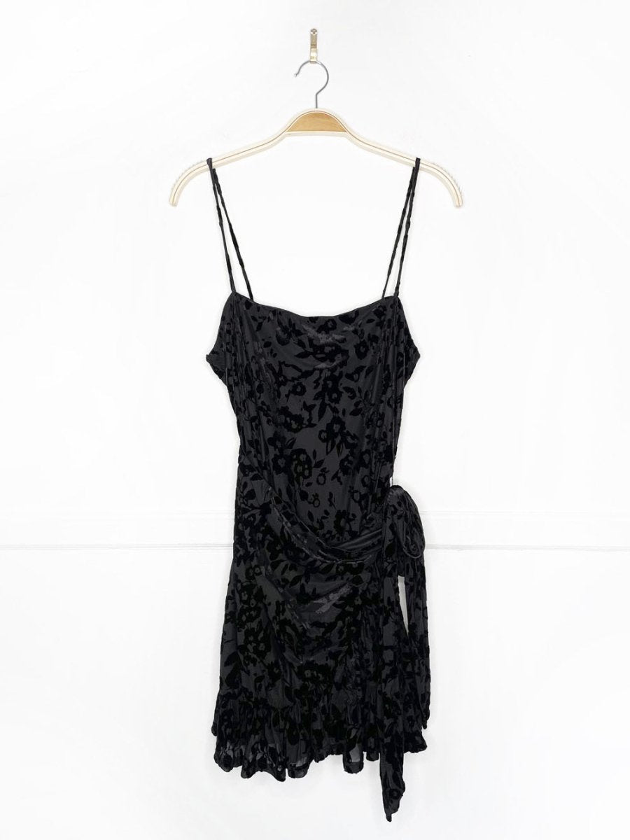 intimately free people olivia burnout velvet ruffle hem mini dress - good market thrift store